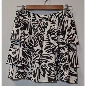 Willow women large mini skirt skort tiered boho white taupe gray fairy Hawaiian